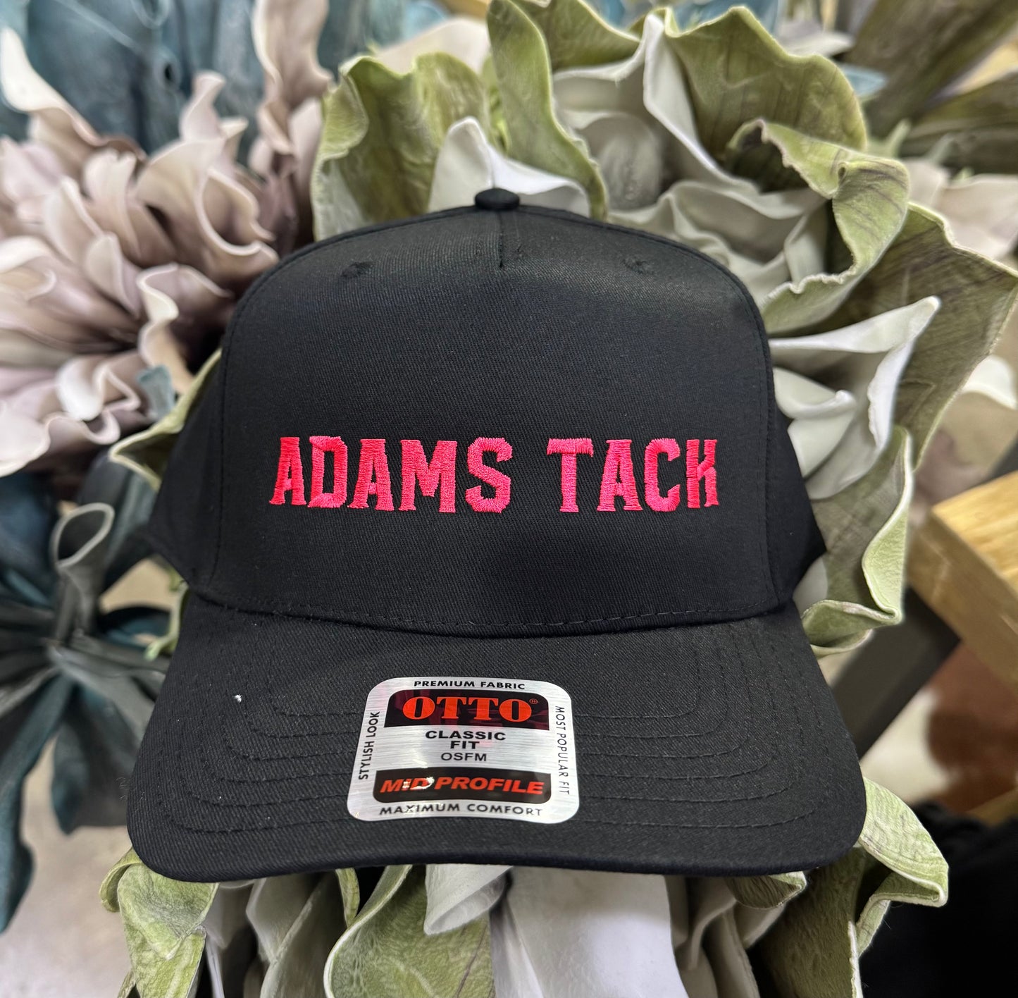 Embroidered Adams Tack Cap Black & Pink