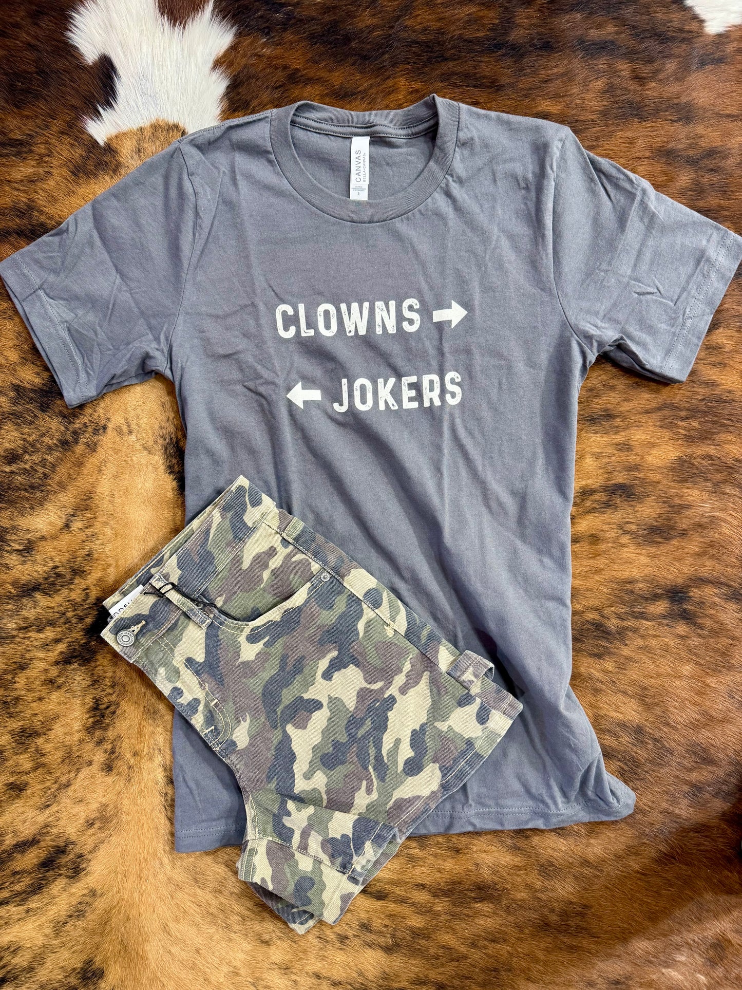 Clowns <-- Jokers --> Charcoal Tee