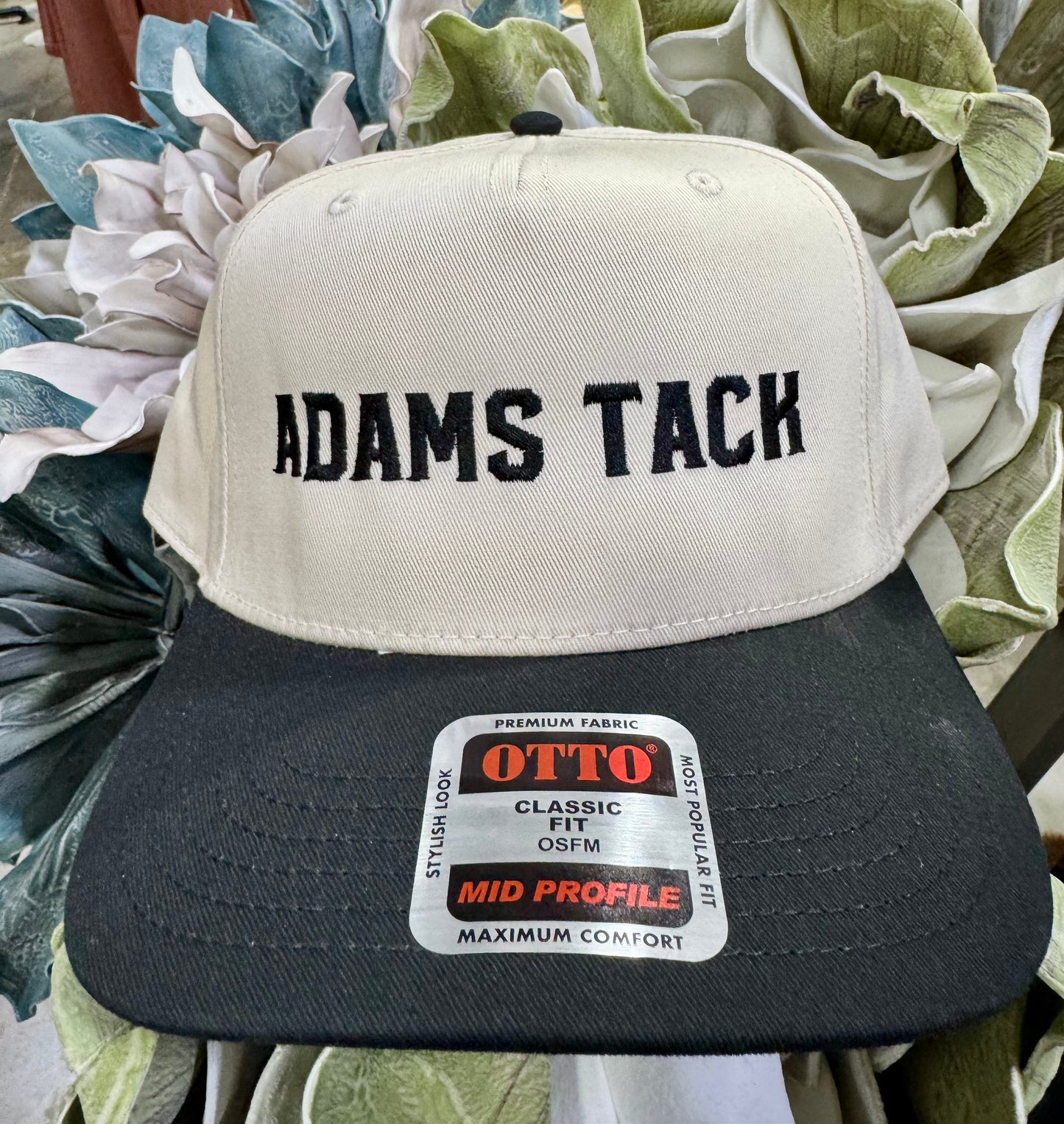 Embroidered Adams Tack Cap Black & Beige