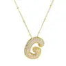 Jeweled Cz Bubble Letter Initial Necklace- GOLD