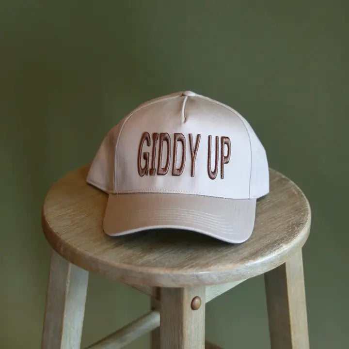 Giddy Up Canvas Hat with 3D Puff Embroidery