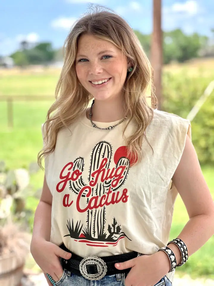 Go Hug A Cactus Boxy Tank