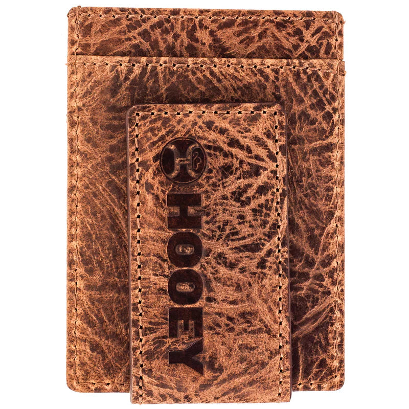 "Sawyer" Ostrich Print Brown/ Turquoise Money Clip
