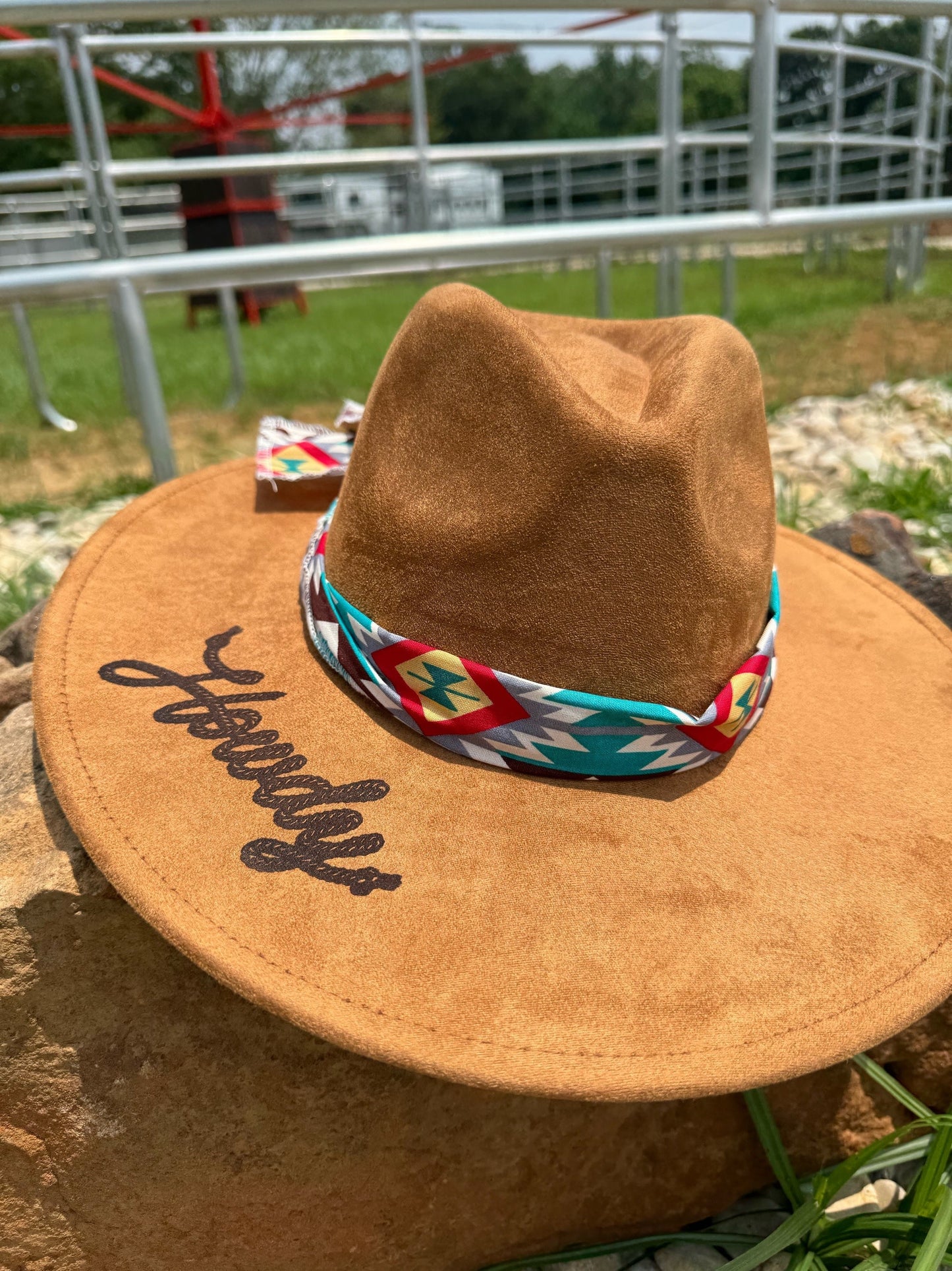 Tan Suede Howdy Western Hat