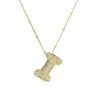 Jeweled Cz Bubble Letter Initial Necklace- GOLD