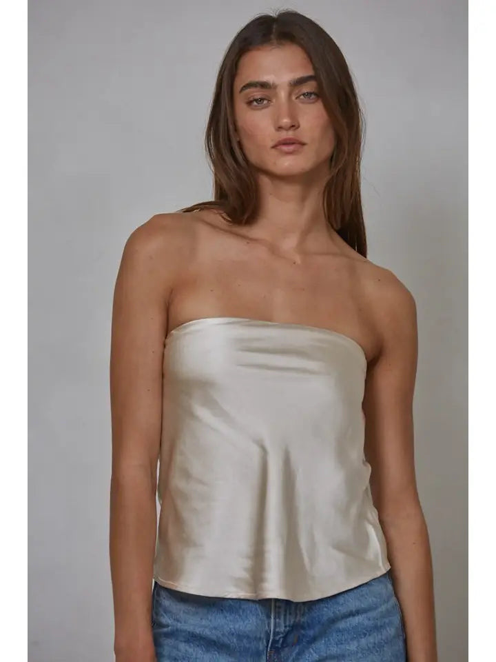 Woven Polyester Spandex Satin Tube Top