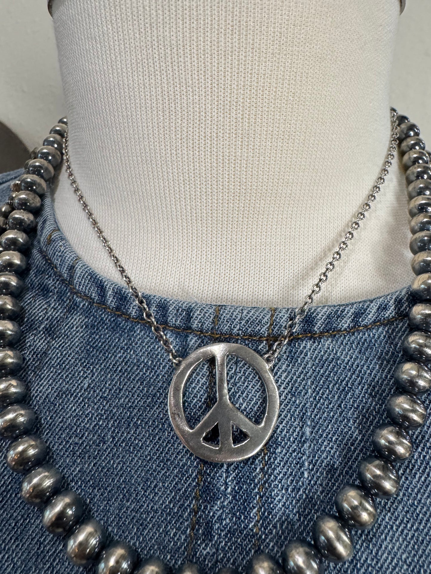 Handmade Peace Sign 16" Necklace