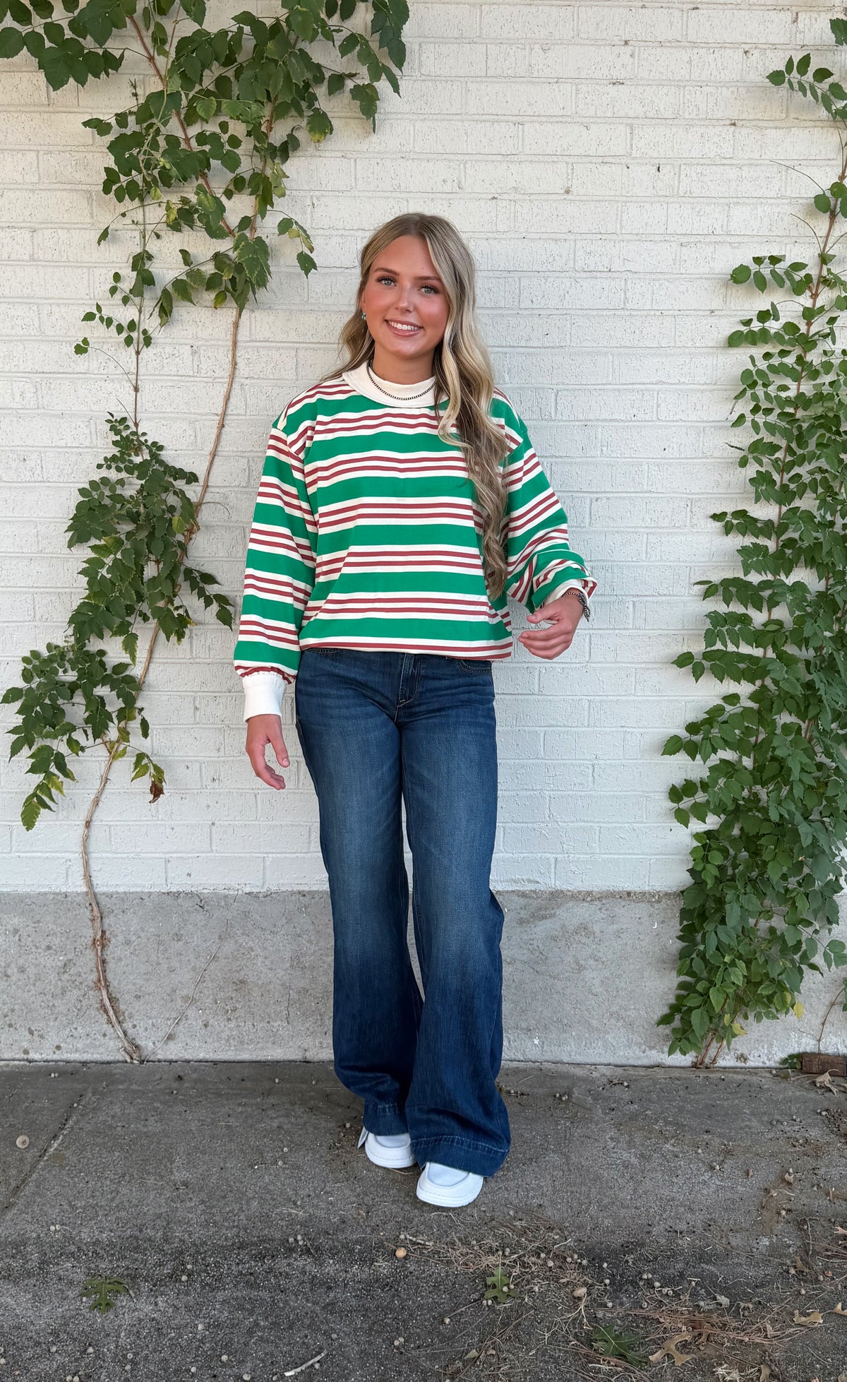 Oversized Terry Striped Sweatshirt