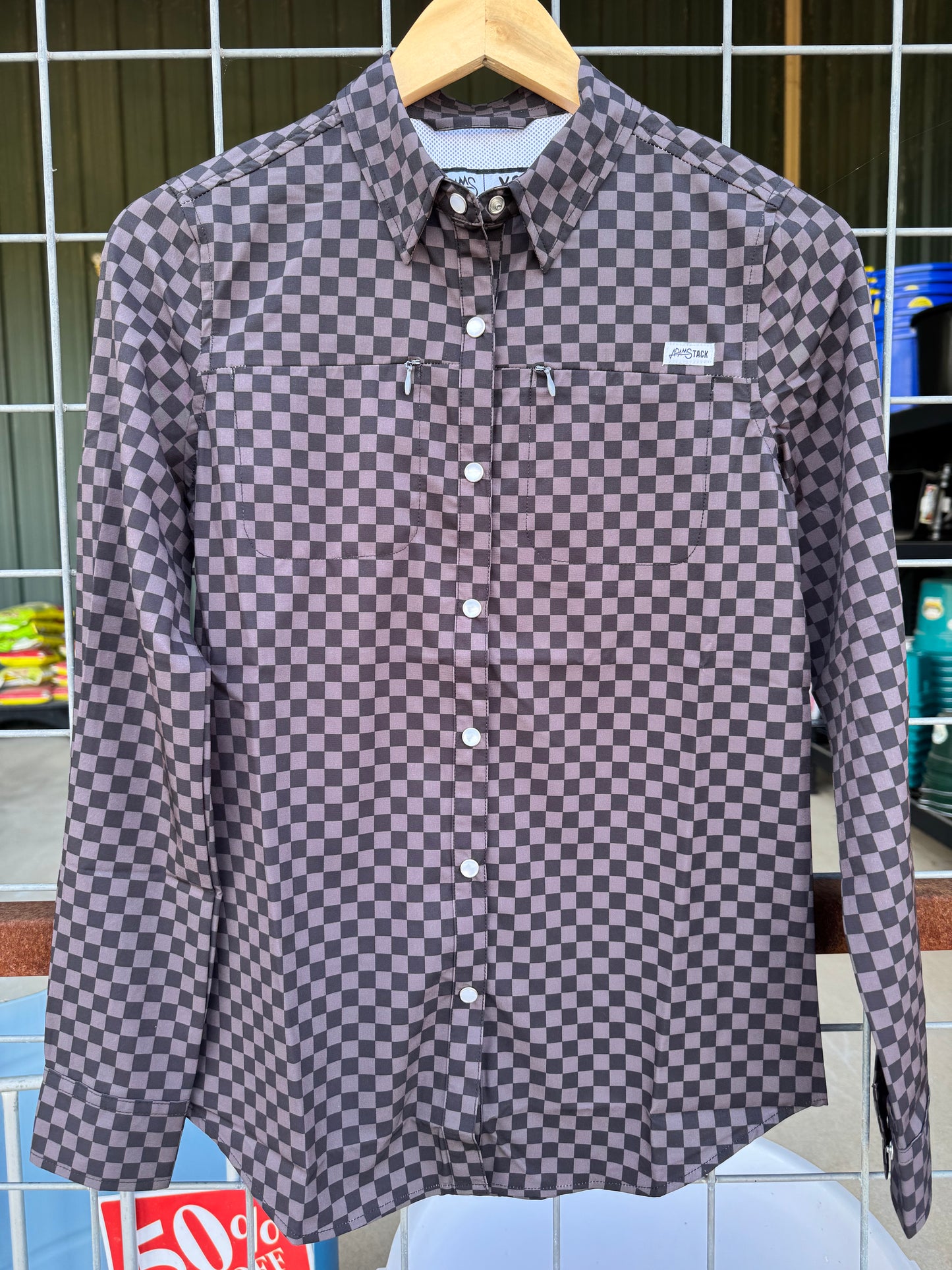 Adams Tack Ladies L/S Checkered Fishing Shirt