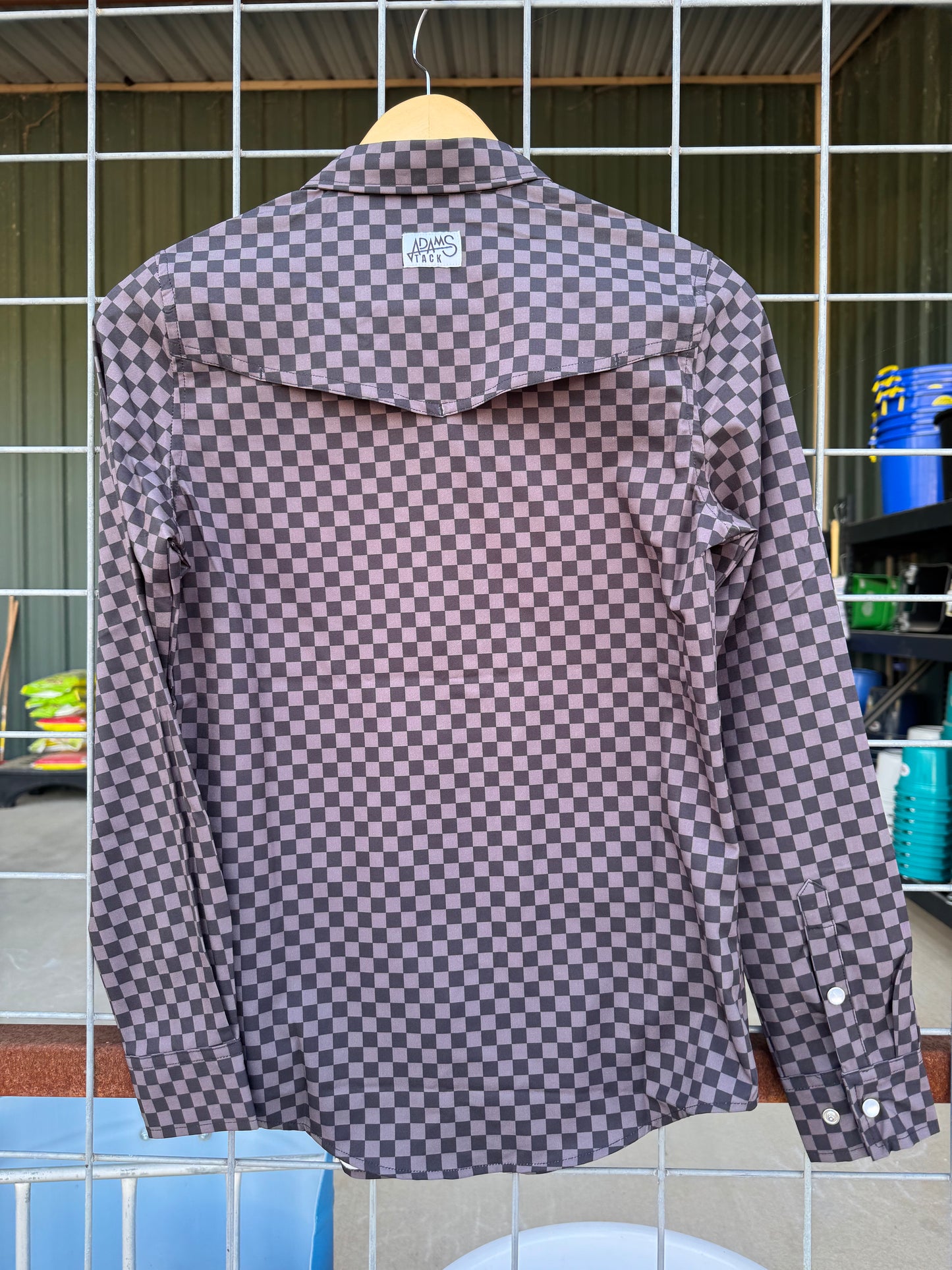 Adams Tack Ladies L/S Checkered Fishing Shirt