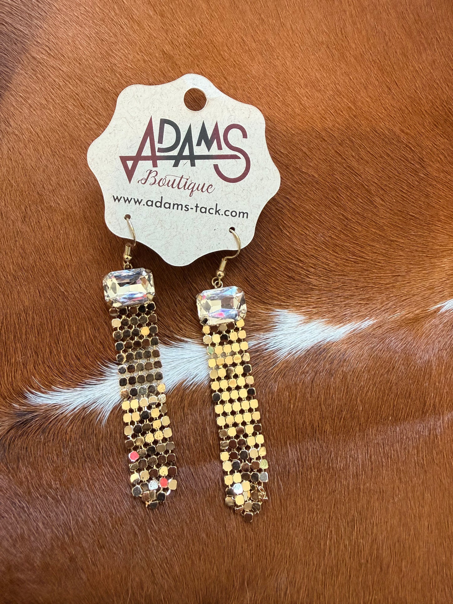 Gold Rhinestone Mesh Earring