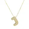 Jeweled Cz Bubble Letter Initial Necklace- GOLD