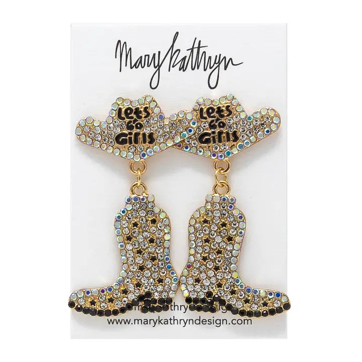 Let's Go Girls Rhinestone Boot Earrings