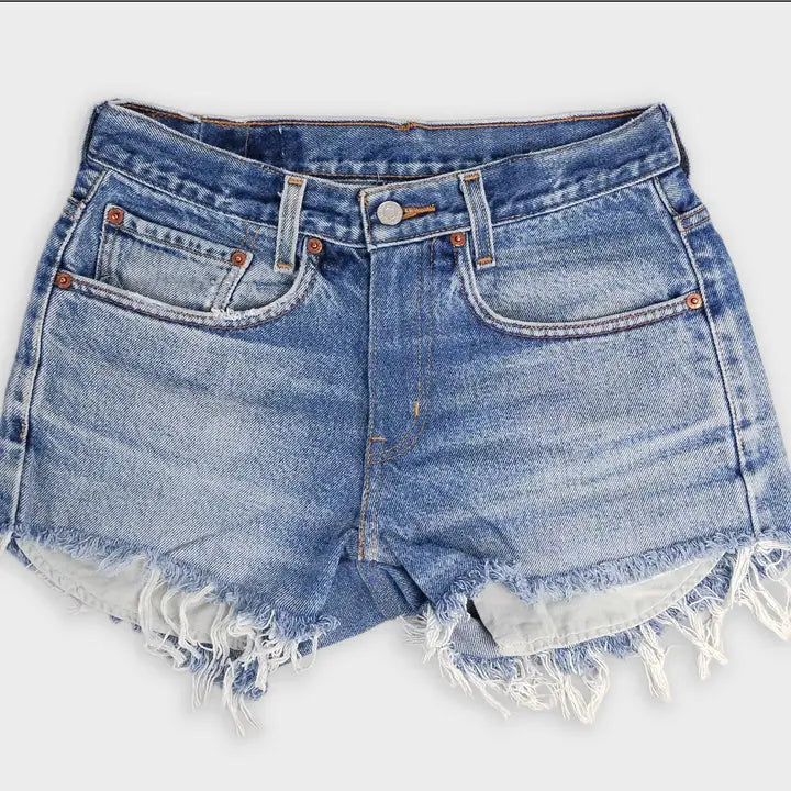 Low-Rise Upcycled Denim Shorts - Original