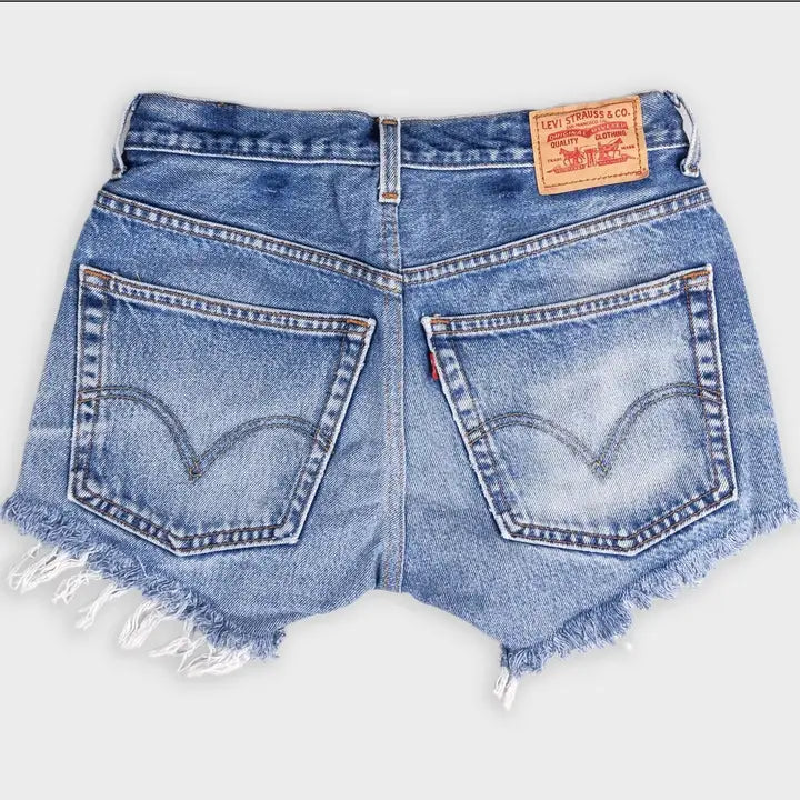 Low-Rise Upcycled Denim Shorts - Original