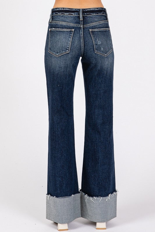 MID RISE COMFORT RELAXED FLARE W/ CUFFED HEM