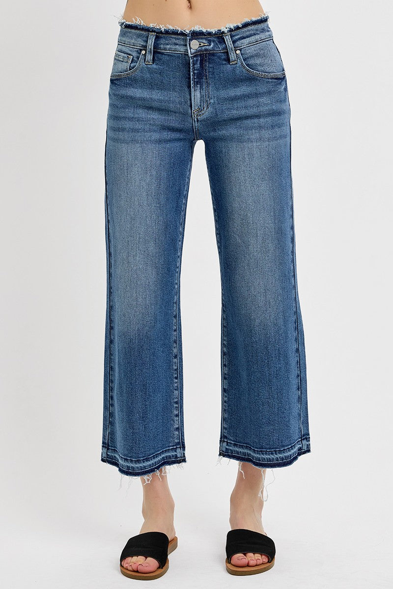 MID RISE CROP WIDE SHADOW HEM JEANS