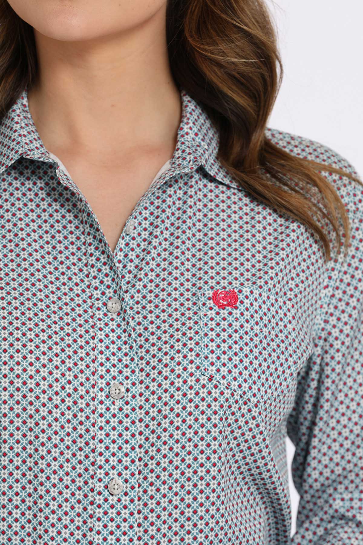 Womens Arenaflex Grey Print L/S Shirt
