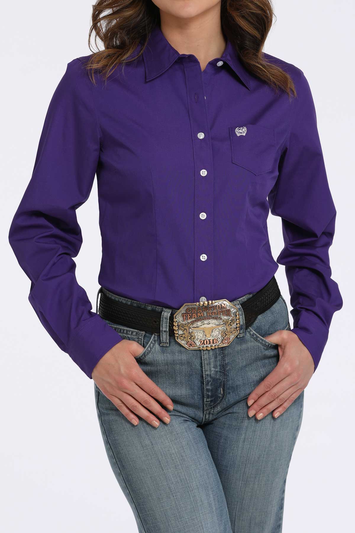 Womens L/S Solid Purple Shirt