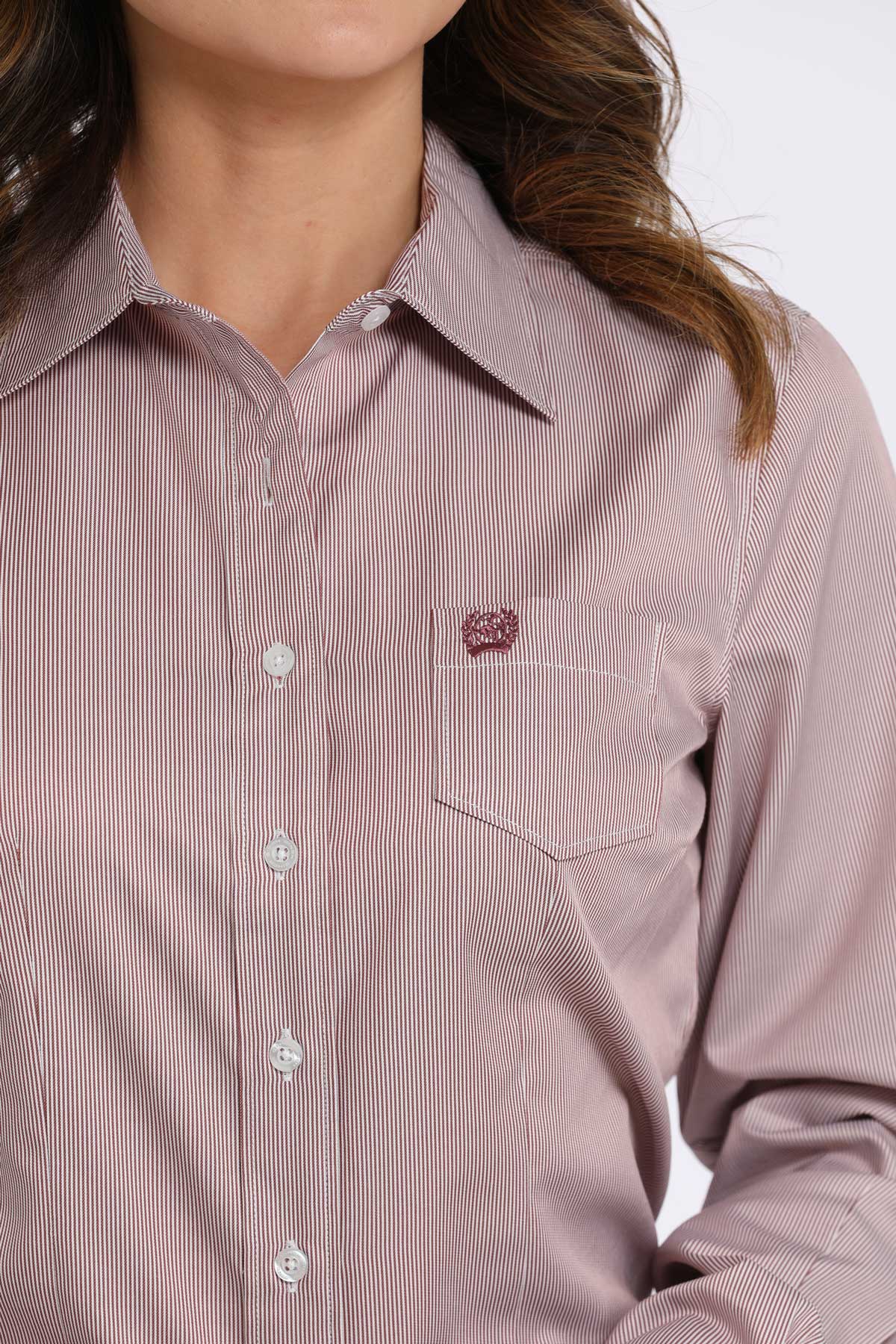 Womens L/S Pink Pinstripe Shirt