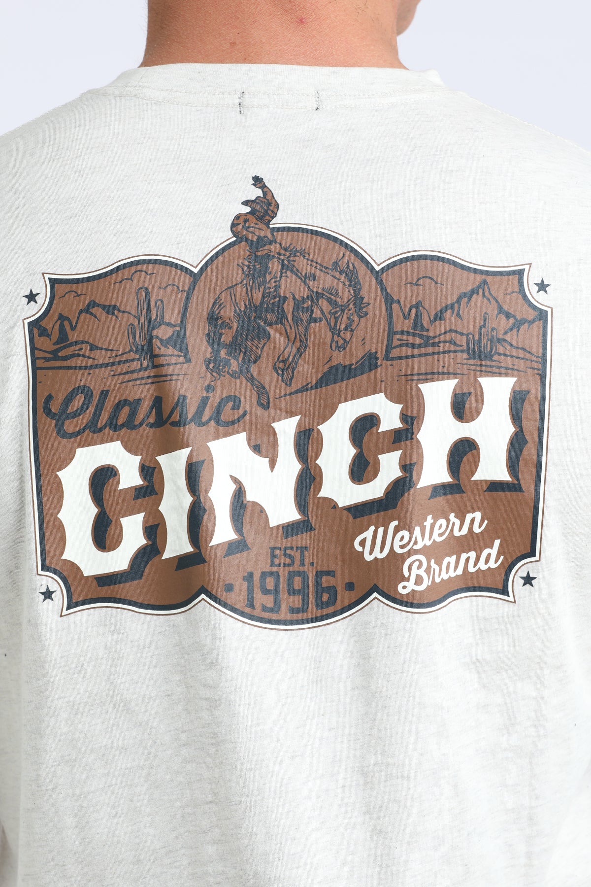 Mens Cinch L/S Cream Tee