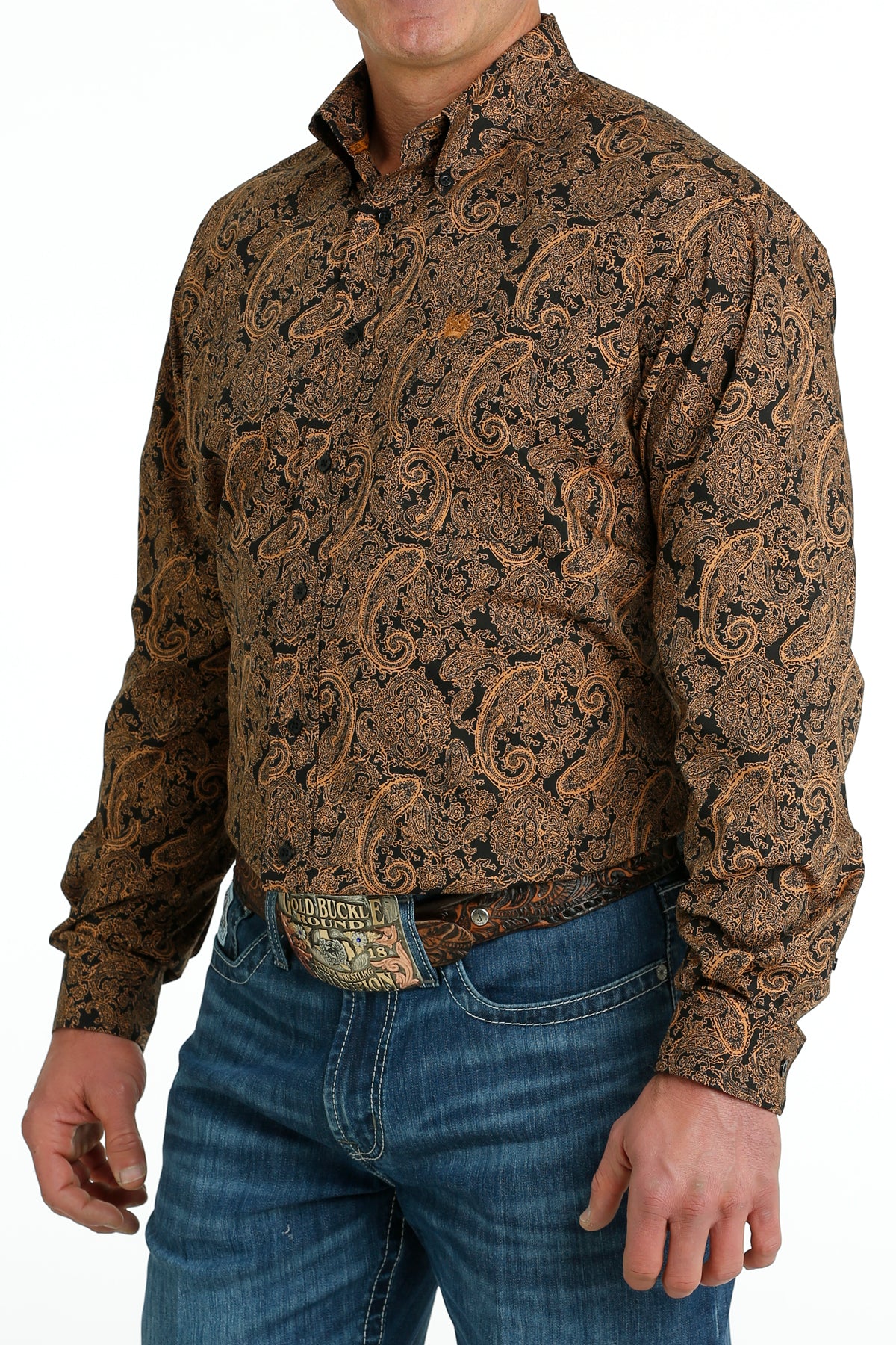 CINCH MENS BLACK PRINT L/S