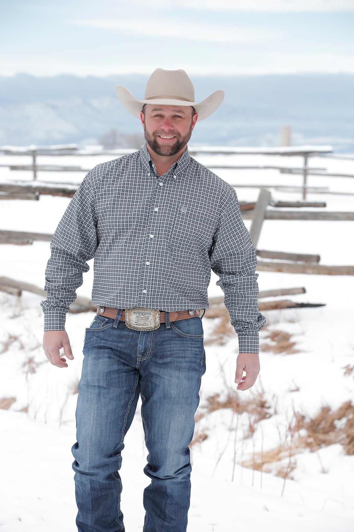 MENS CINCH NAVY PRINT L/S