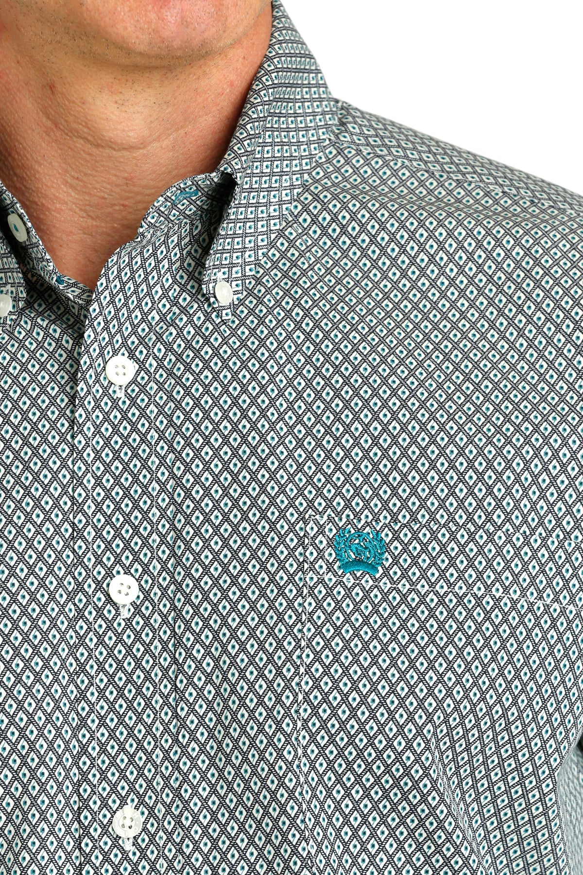 Mens LS Cinch Print Cream Shirt