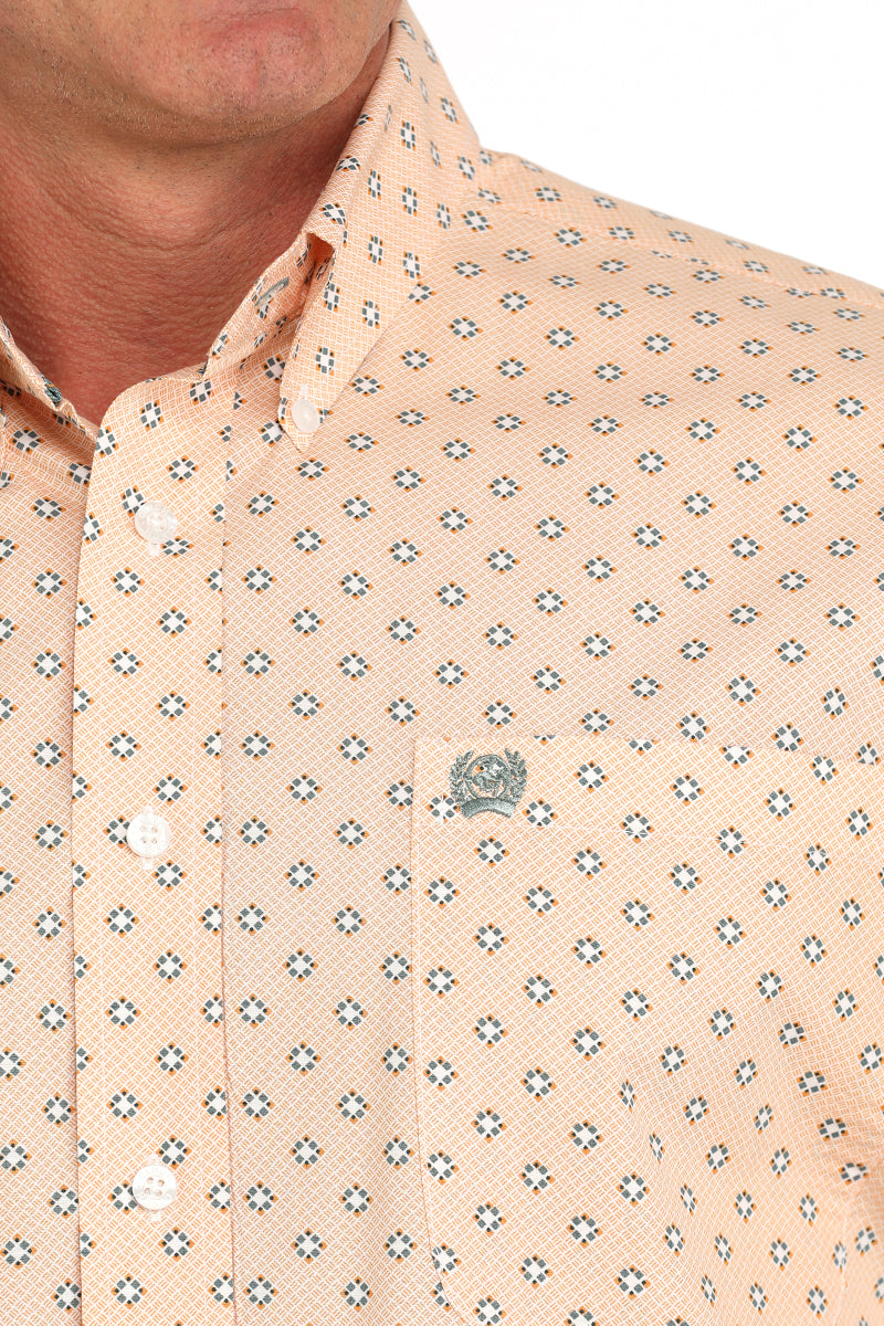 Cinch Men's Long Sleeve Orange Print