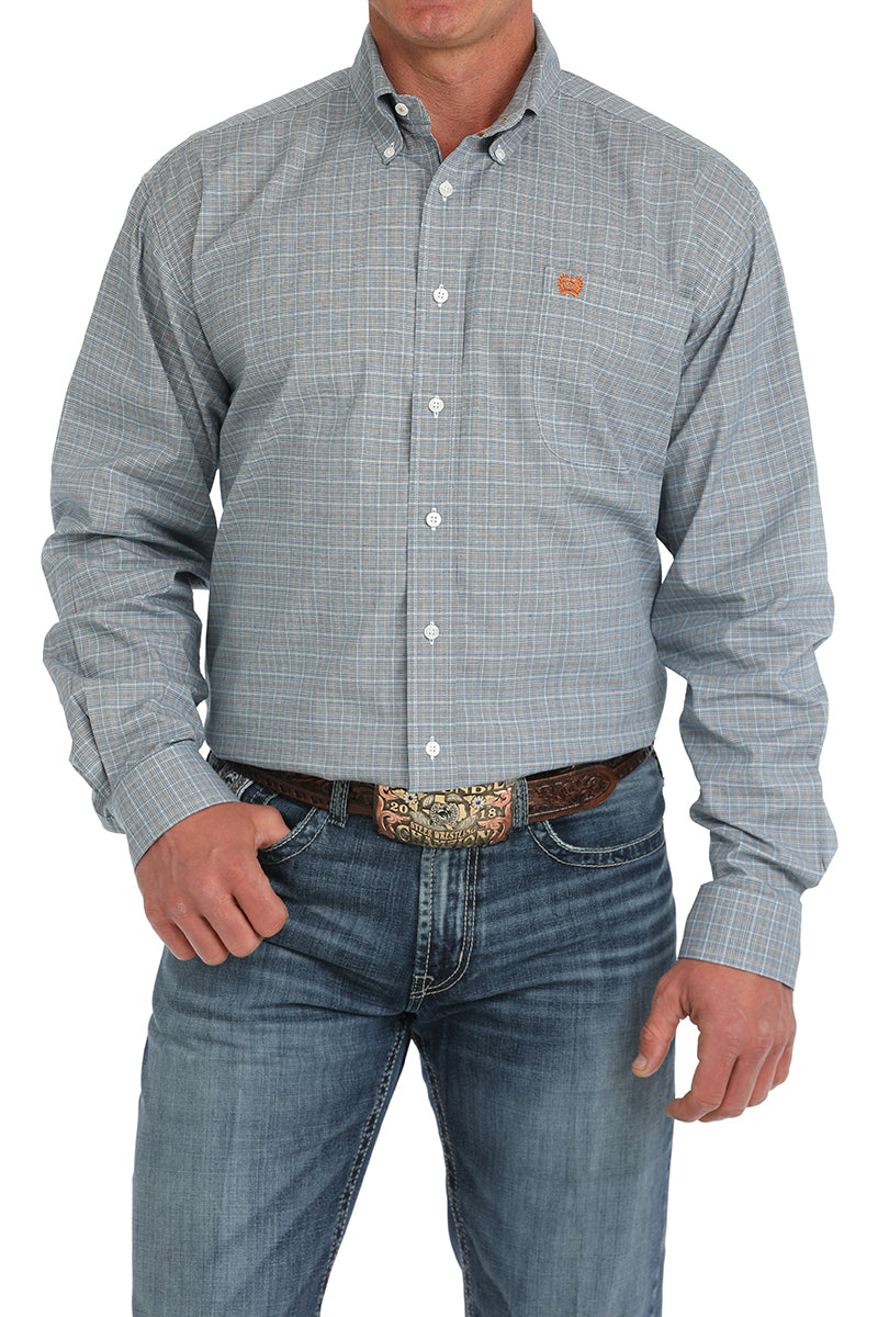 Men's Cinch Light Blue Plaid L/S