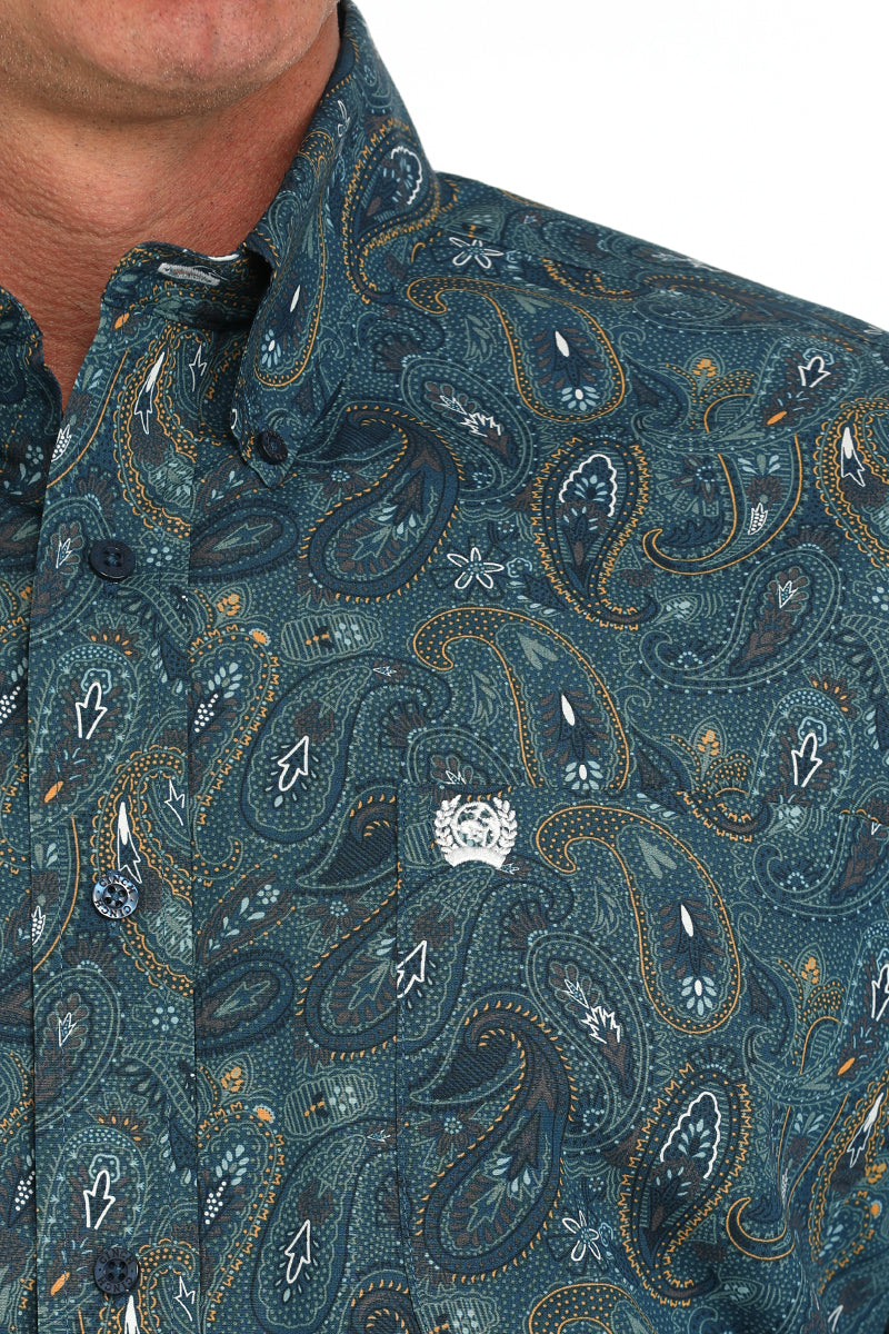 Cinch Men's Long Sleeve Blue Paisley