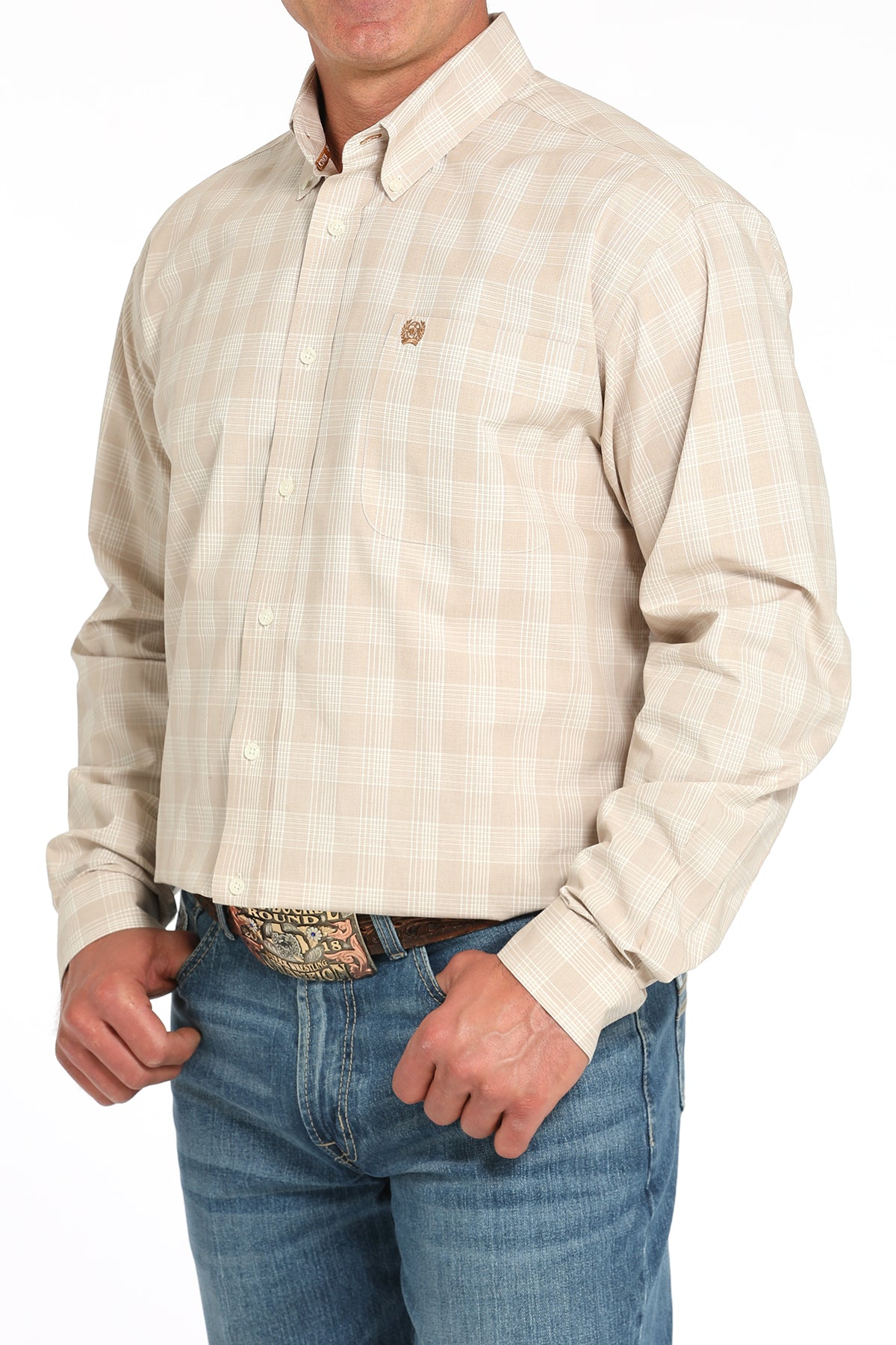 Cinch Men's Khaki Plaid L/S Shirt