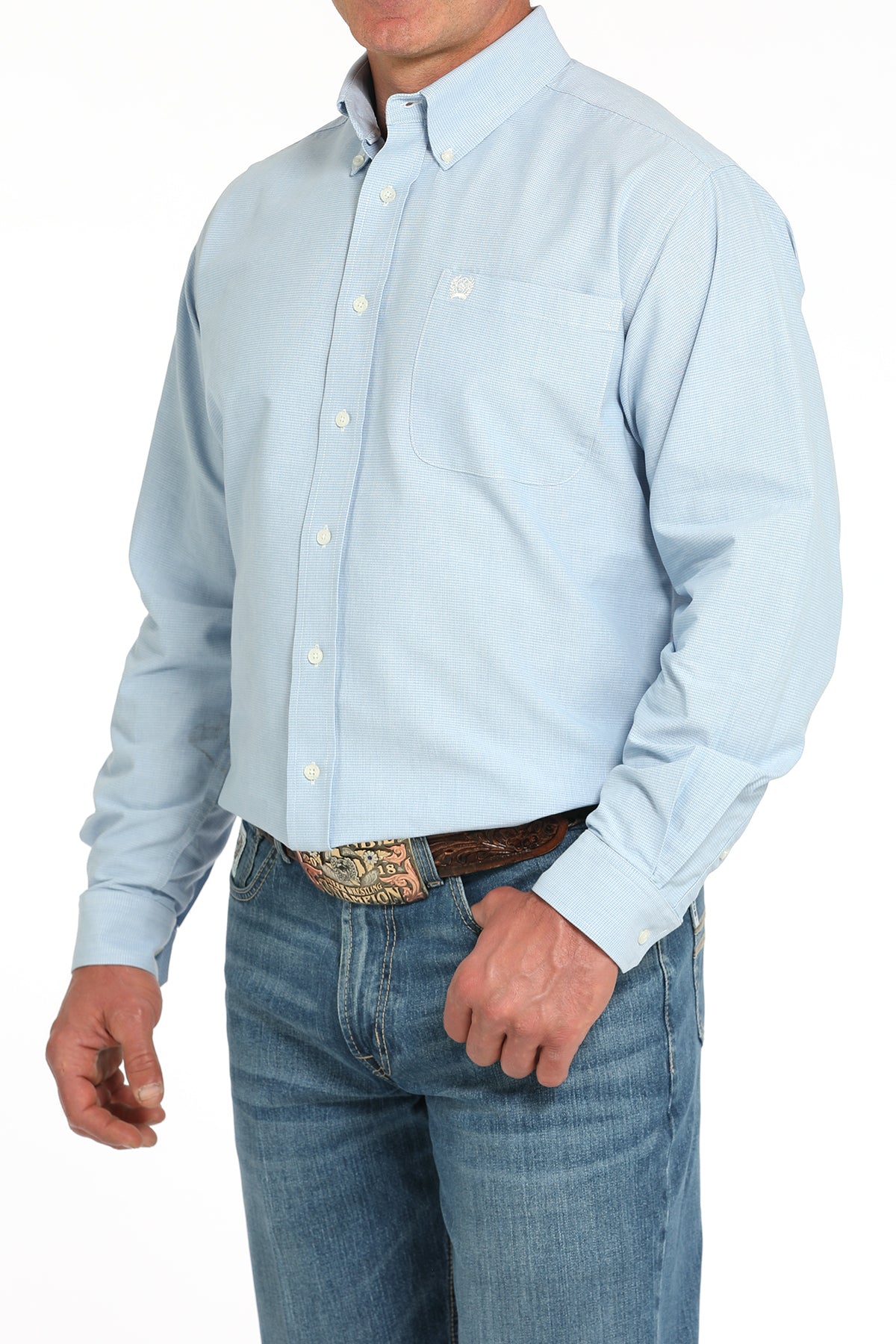 Cinch Men's Solid Light Blue L/S Shirt