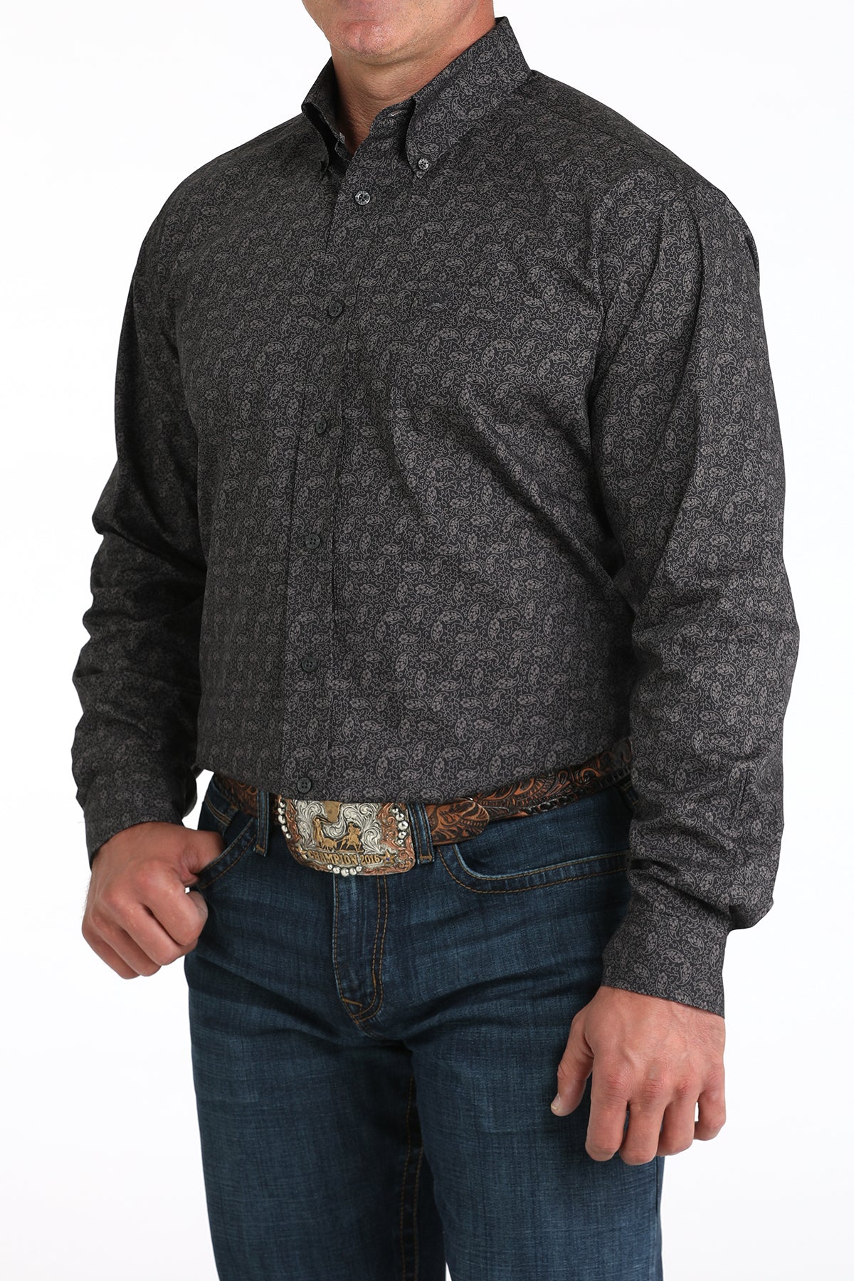 Cinch Men's L/S Charcoal Paisley Shirt