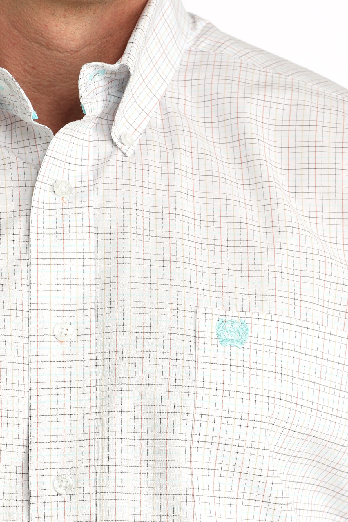 Men's Cinch L/S White Plaid Shirt