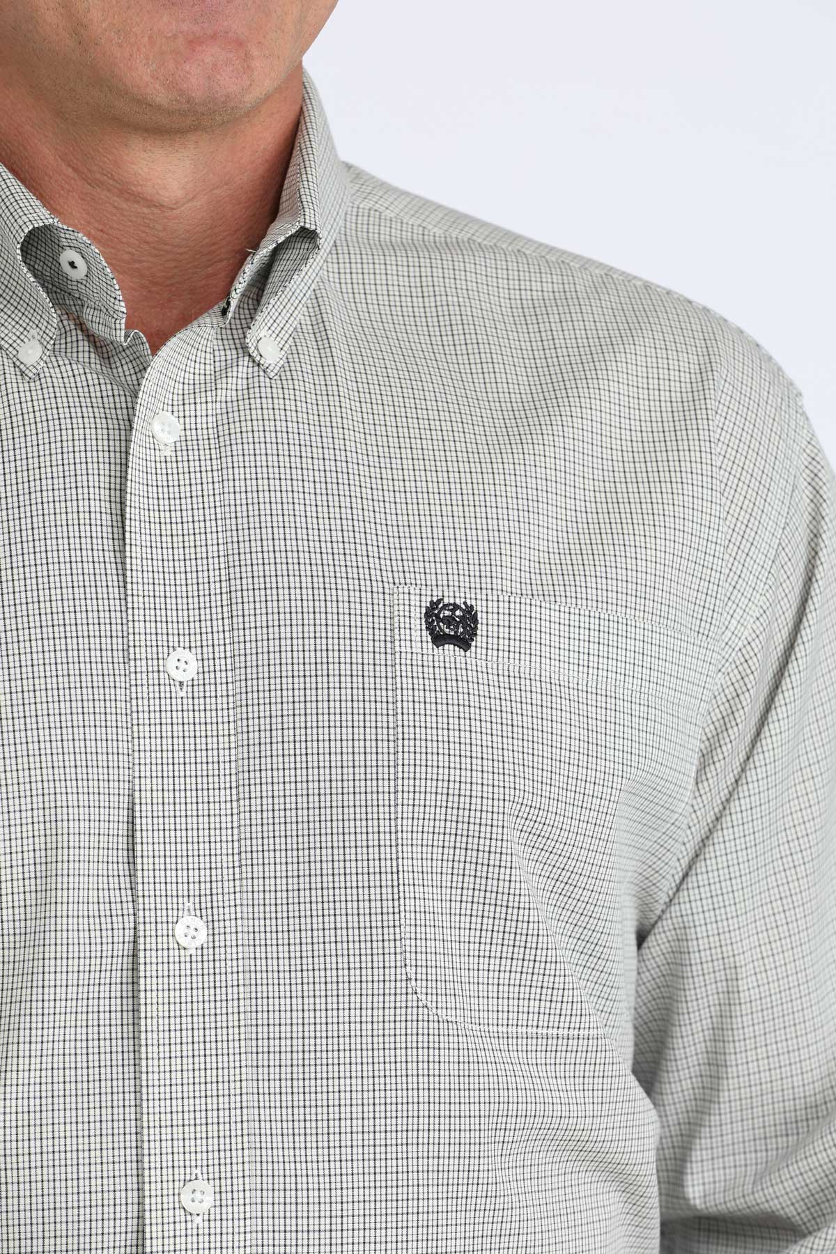 Men's Cinch White Plaid L/S Shirt