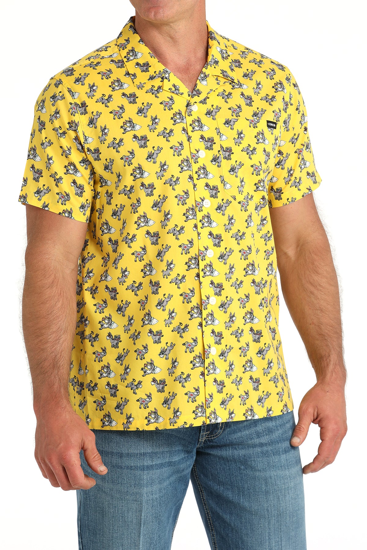 Mens Cinch Gold Donkey Camp Shirt S/S