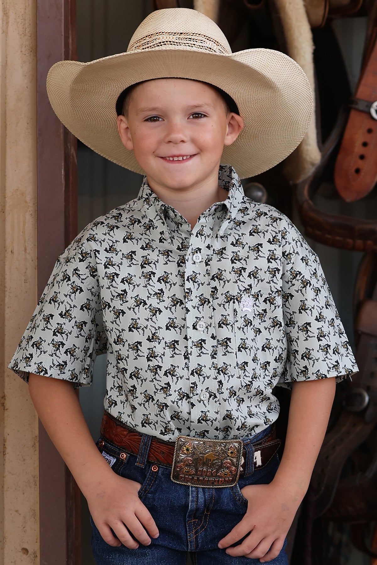 Boy's Cinch Bucking Horse S/S Shirt