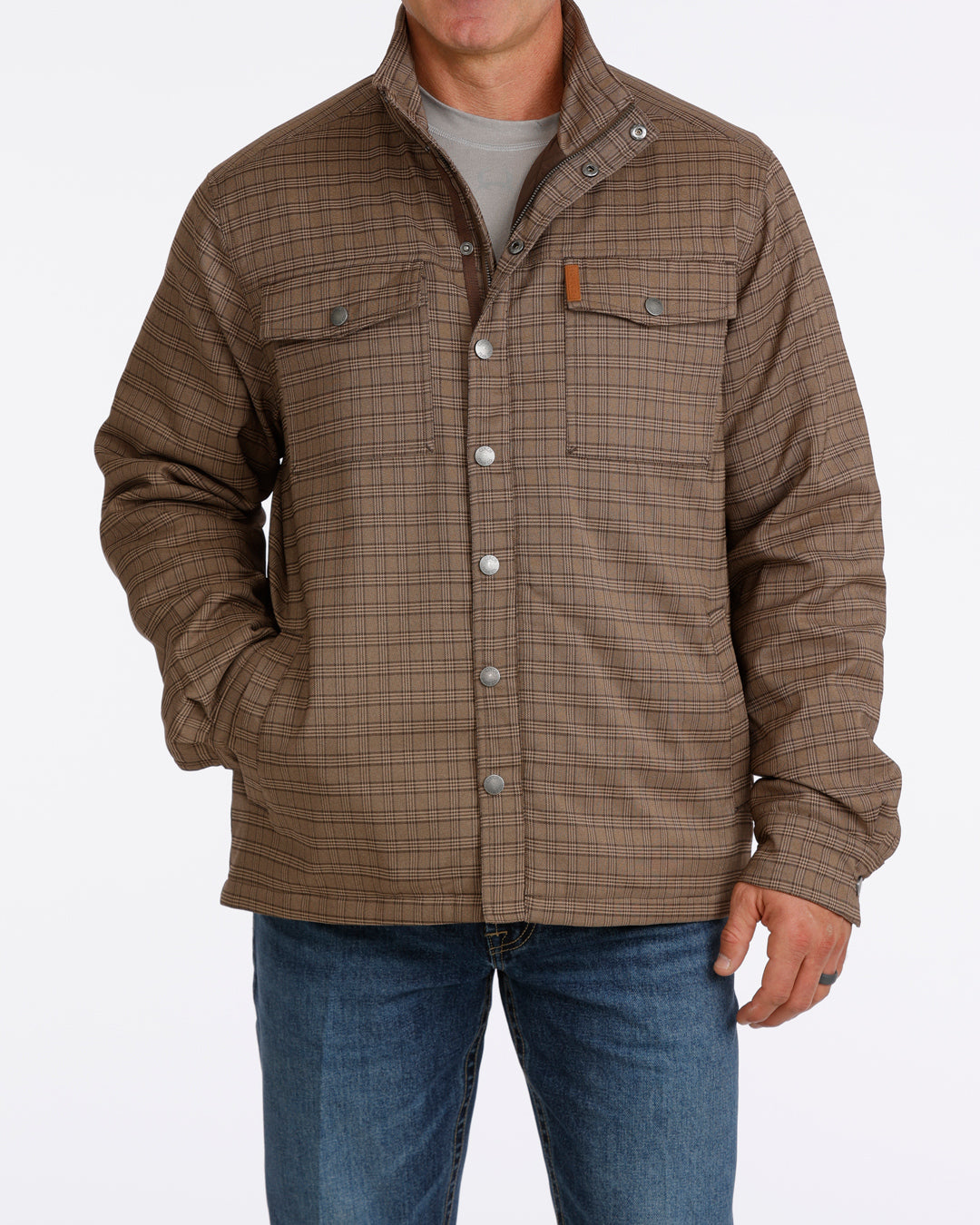 Men's Cinch Brown Print Shirt Jacket