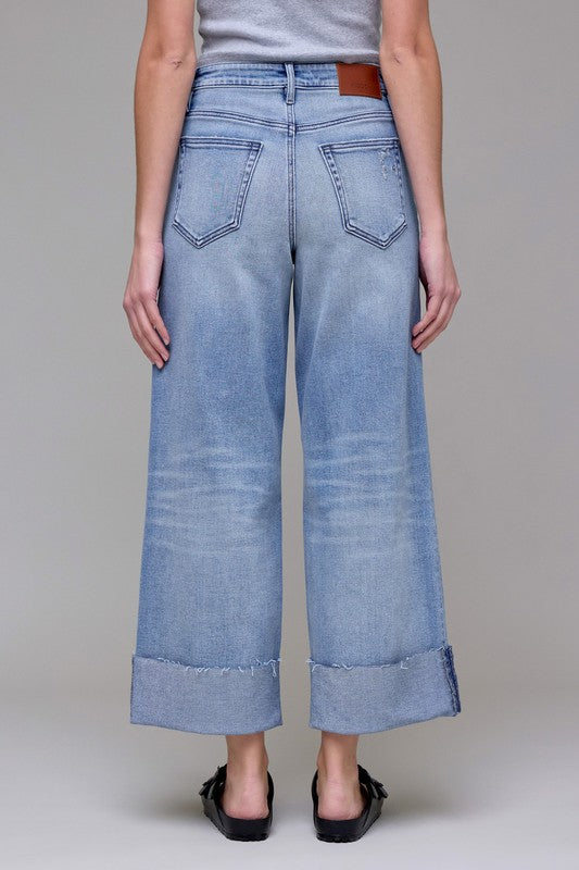 Medium Light Cuffed Crop Wideleg