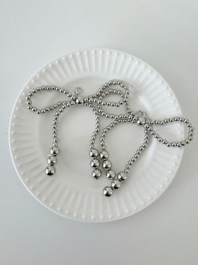 Metallic Ball Bead Ribbon Shoe Charm