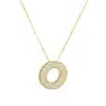 Jeweled Cz Bubble Letter Initial Necklace- GOLD