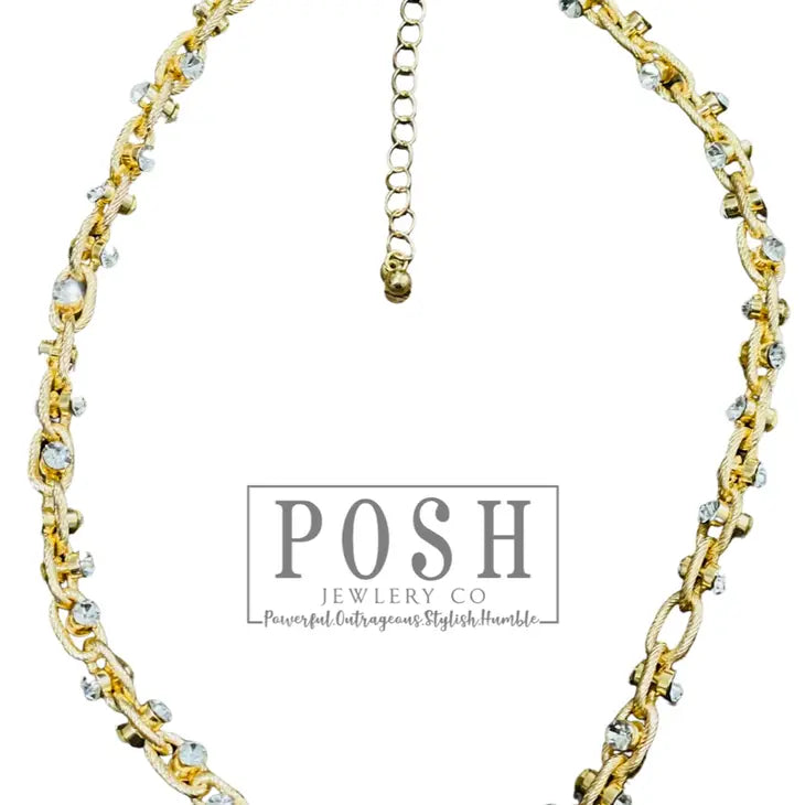 Gold Chain and Rhinestone Necklace