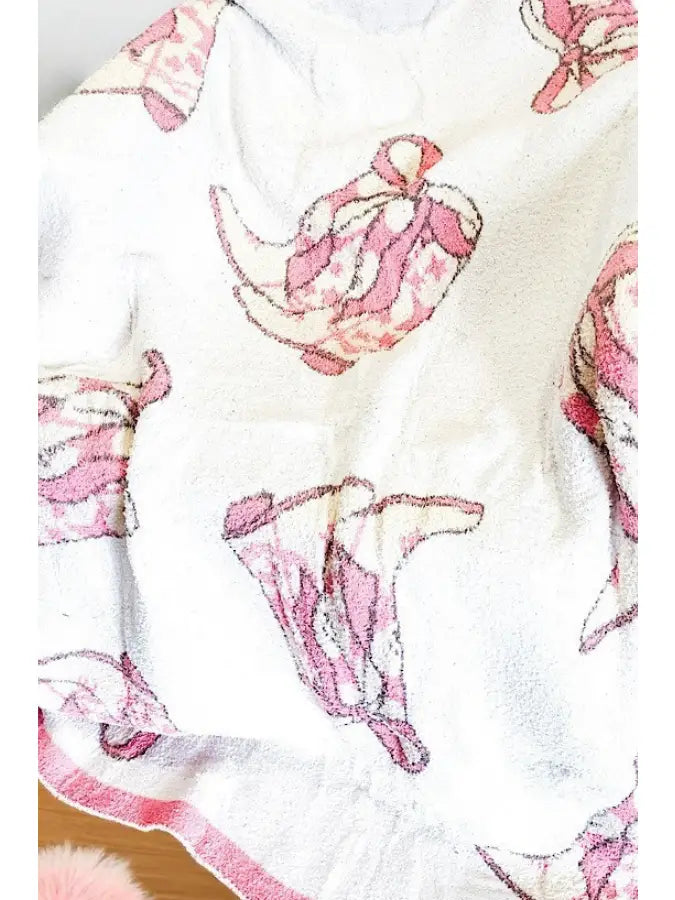 Pink Cowgirl Boot Luxury Blanket