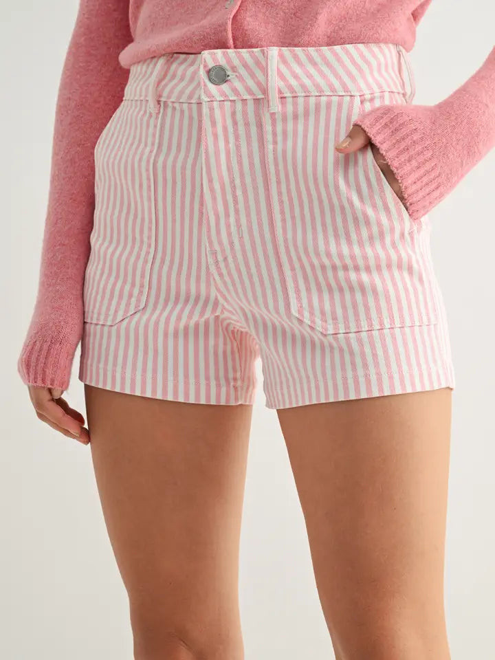 Pink Stripe - High Rise Utility Cargo Short