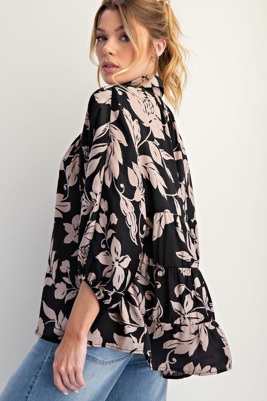 Printed Mirabelle Satin Blouse