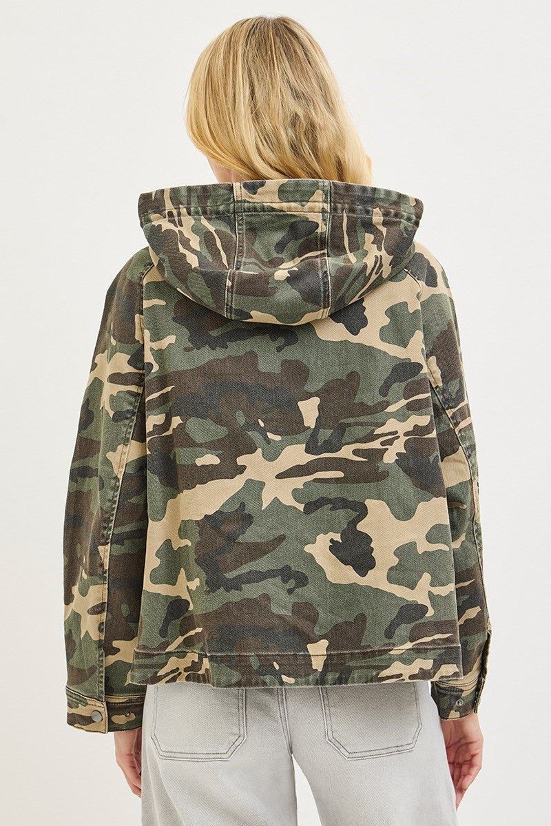 Risen Oversized Camo Hooded Jacket