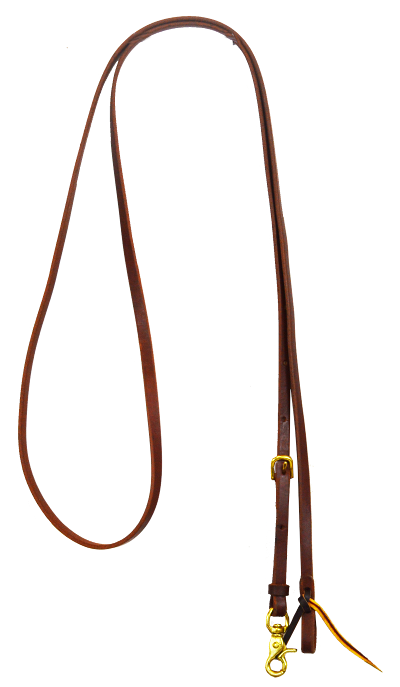 5/8" ADJUSTABLE HARNESS LEATHER ROPING REIN (DARK OIL)