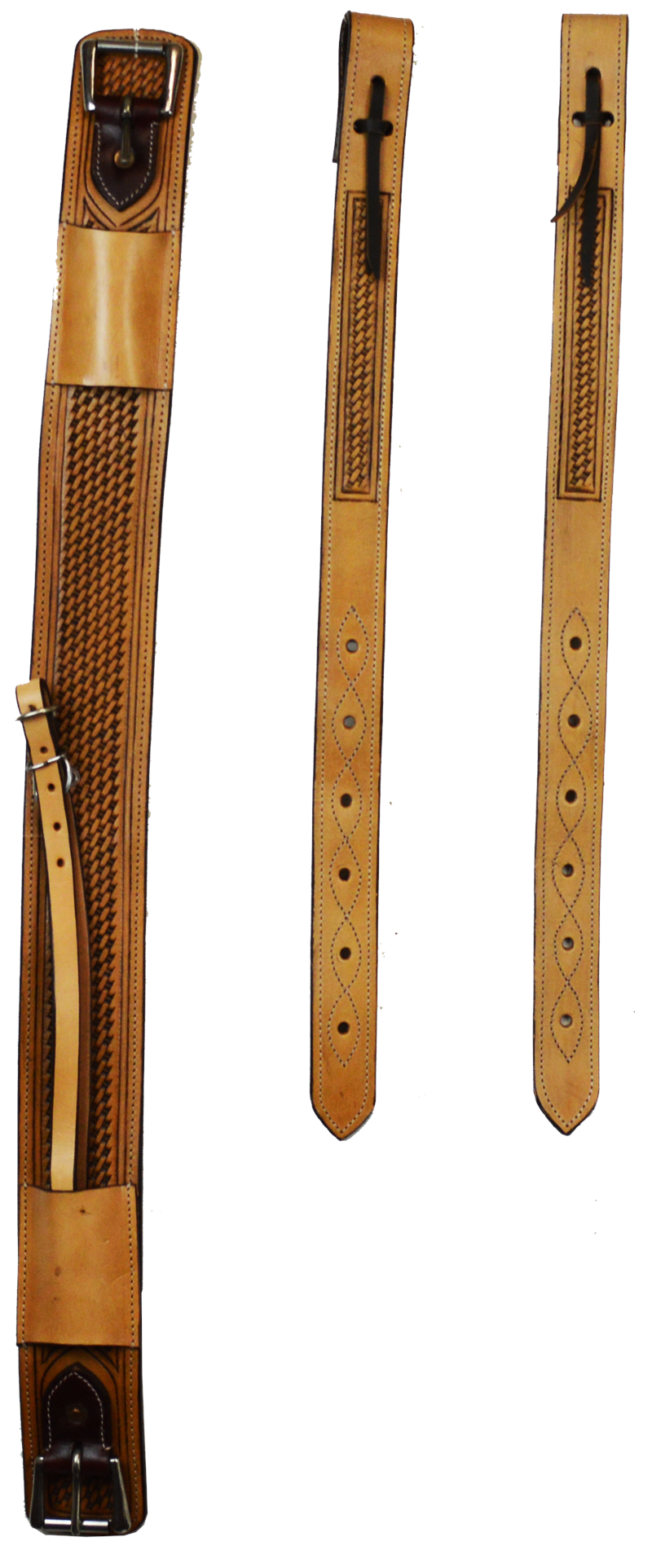 3" Tooled Rear Girth Set (Basketweave)