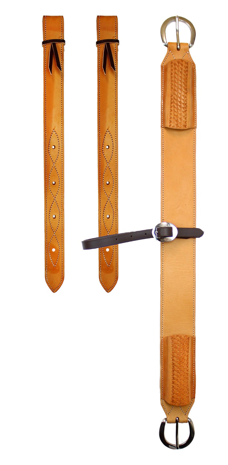 3" Leather Rear Girth Set - Basketweave
